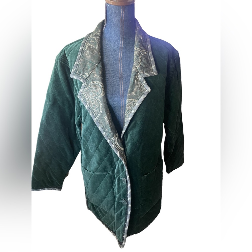 KOOS of course! Reversible green velvet and paisley patterned jacket coat large.